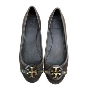 Tory Burch Aden Brown Suede Ballet Flat Womens 8M